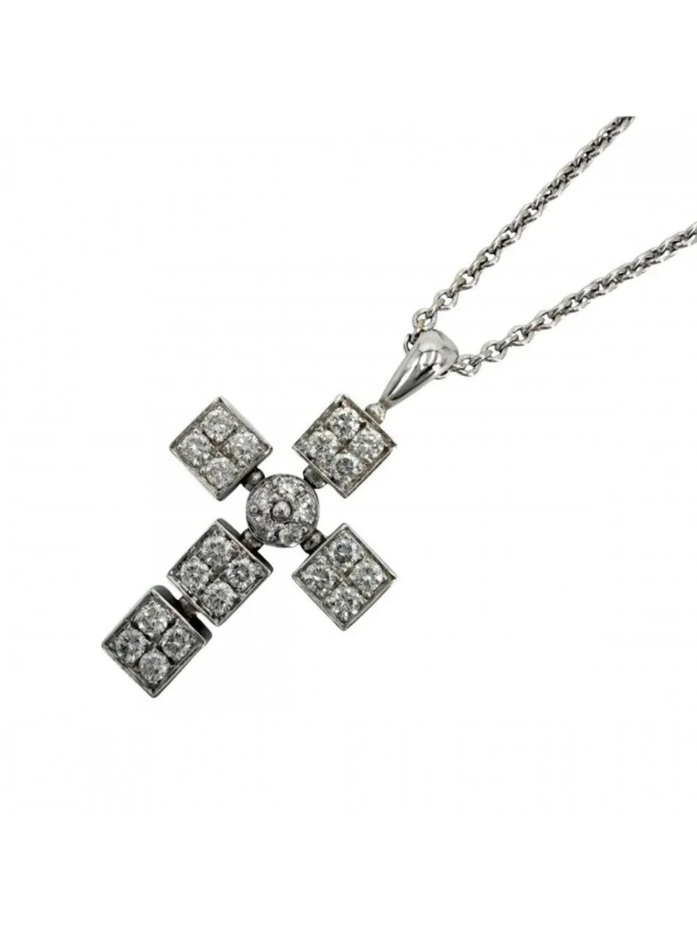 Bvlgari Necklace Lucia Latin Cross Pendant 18k WG White Gold